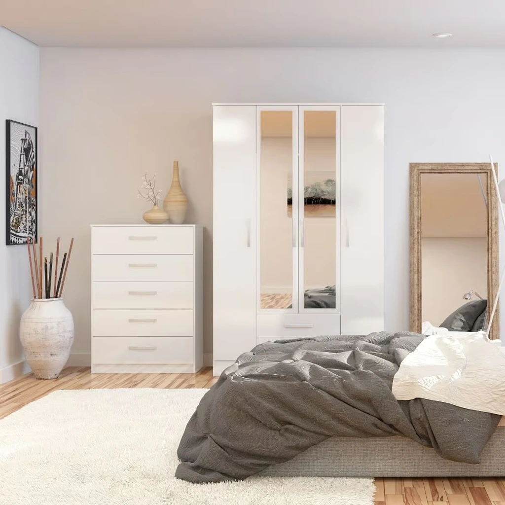 Wardrobe - Natural Wood - White