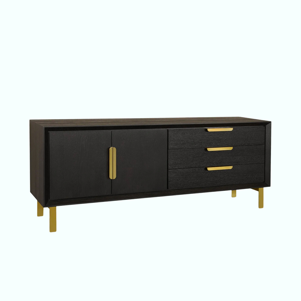 [P230000264306] Dining Sideboard - Oak Veneer - Black