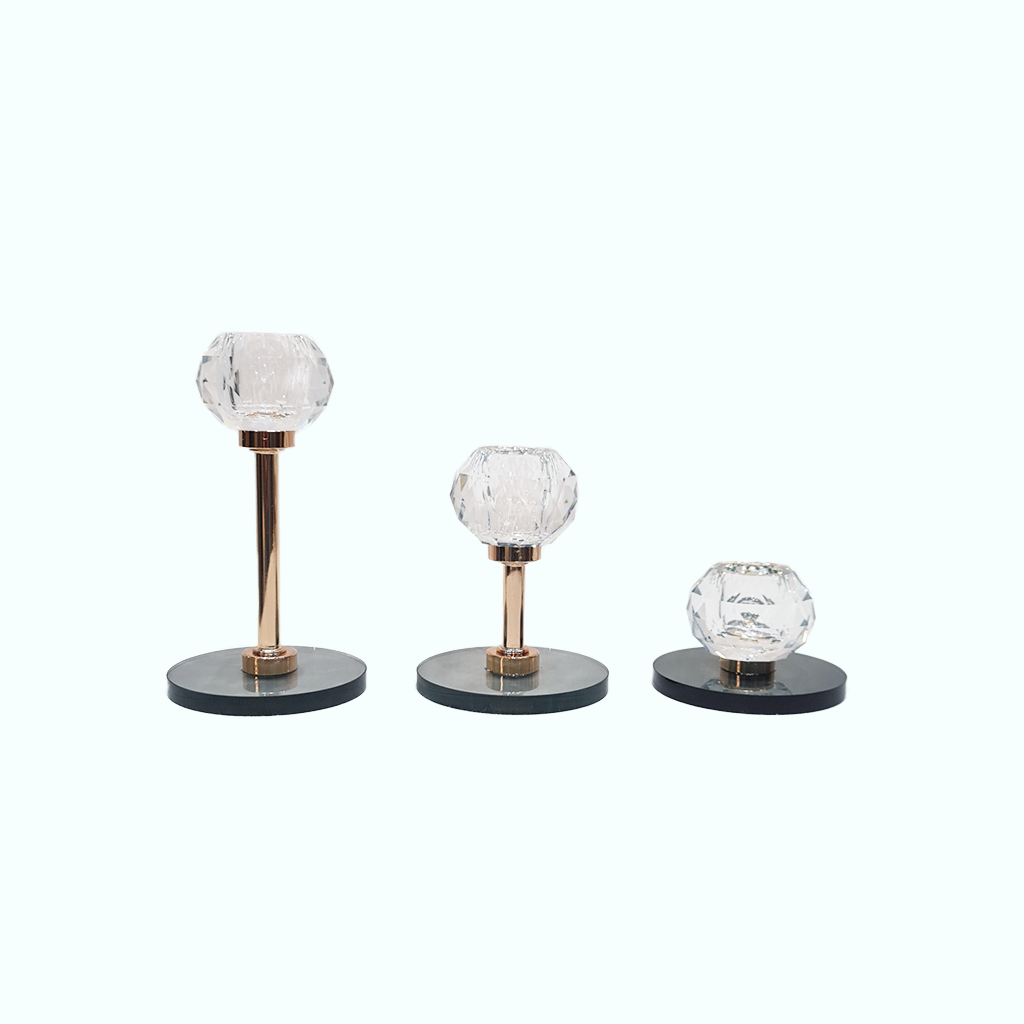 [P260001532501] Lyra crystal candle holder ( Set of 3 Pieces)