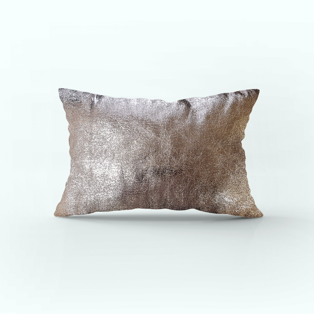 [P230000308708] Rectangular Cushion - Leather - Silver