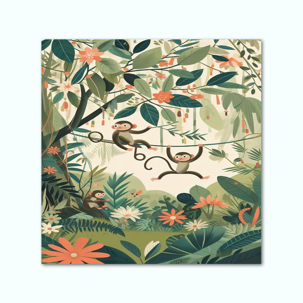 [P230000584809] Printed Canvas Artwork ( Monkey For Kids ) (30 x 30 cm)