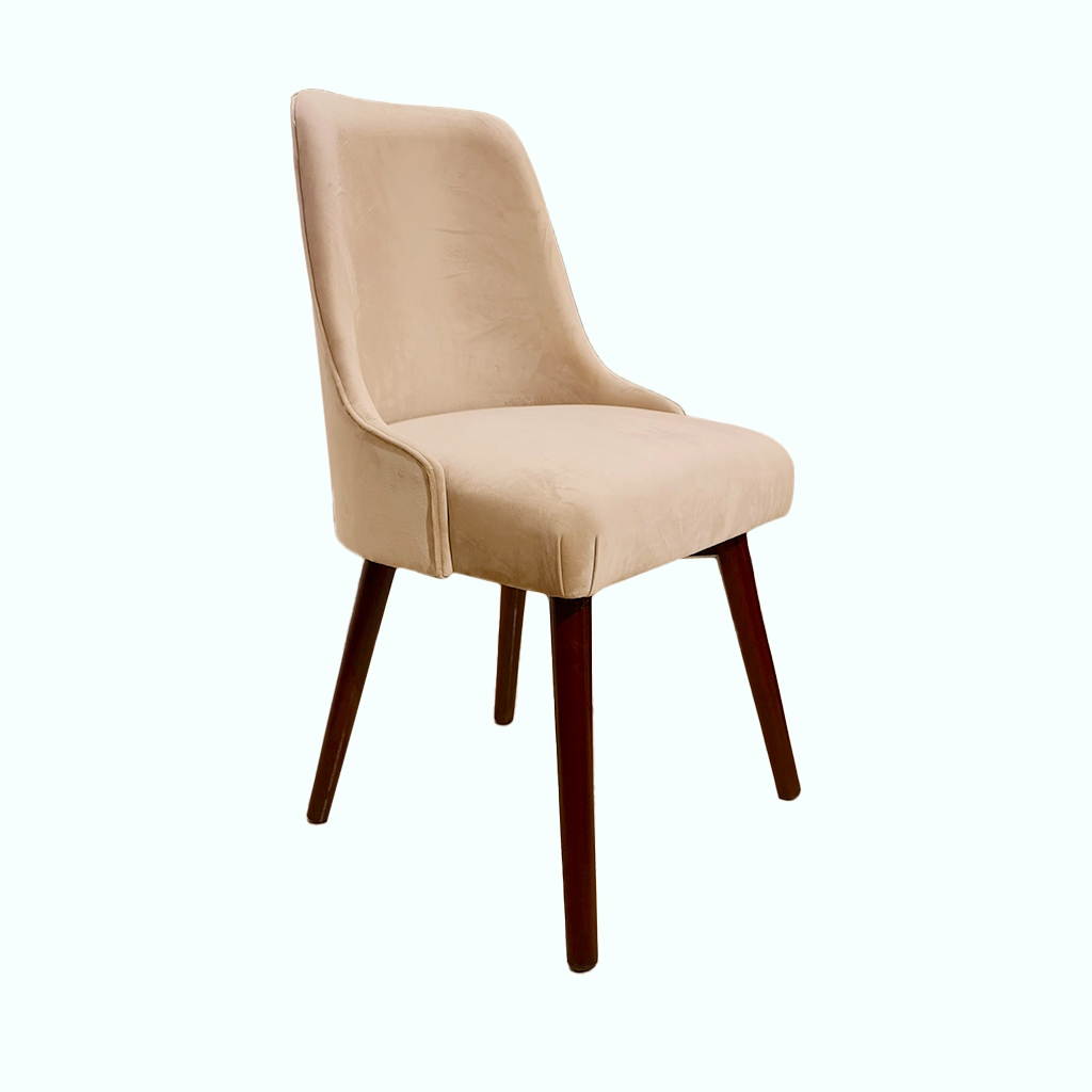 [P230000180204] Modern Dining Chair - Velvet (Beige, Brown)