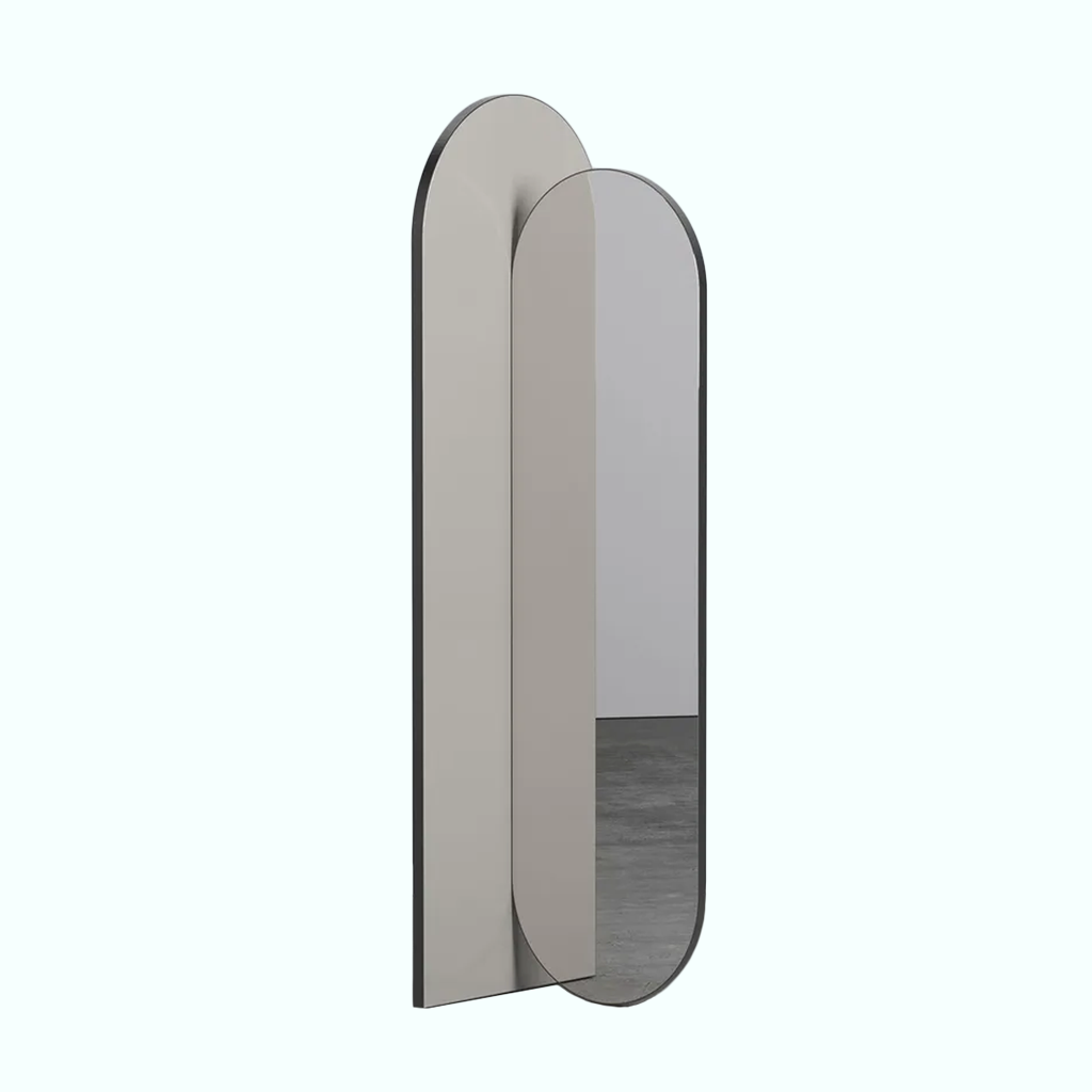 [P240000773704] Standing Mirror - Wood (Left, Beige)