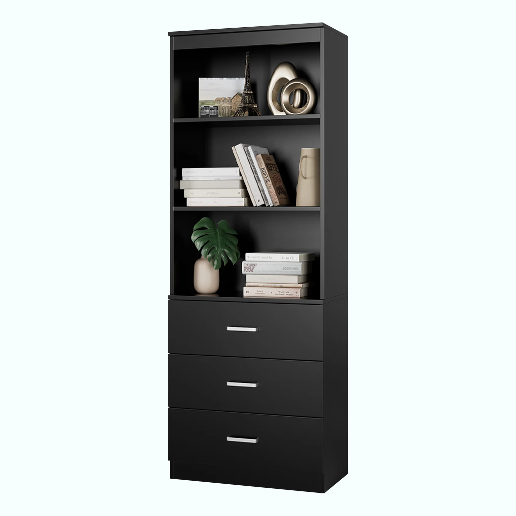 [P240000793605] Bookcase - Melamine (Black, Basic)