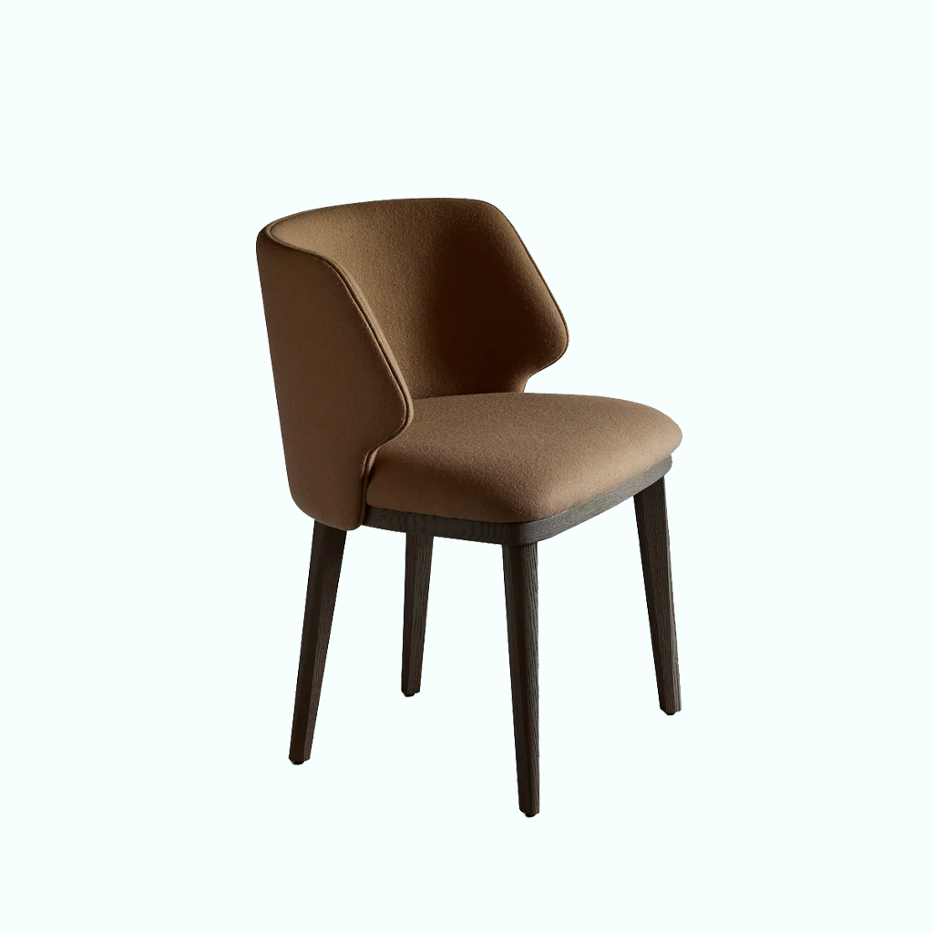 [P240000831805] Dining Chair - Inverted Leather - Brown (Beech)