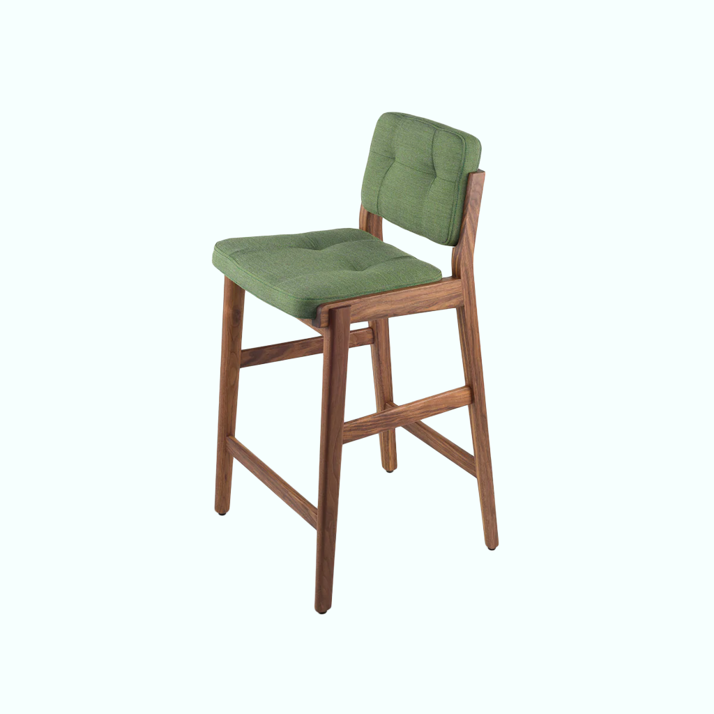 [P240000833705] Stool Chair - Linen (Green, Beech)