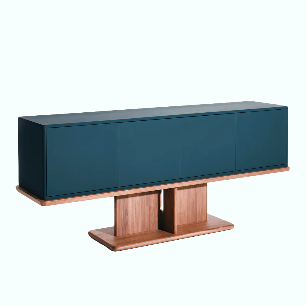 [P240000839805] Dining Sideboard - Natural Wood - Wood Color & Blue