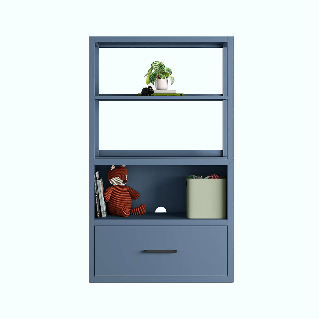 [P240000925706] Bookcase - Natural Wood (Blue, Basic)
