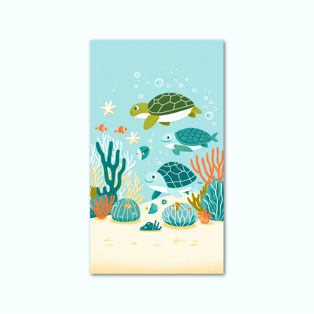 [P250001094501] Printed Canvas Artwork ( Turtle For Kids ) (20 x 30 cm)