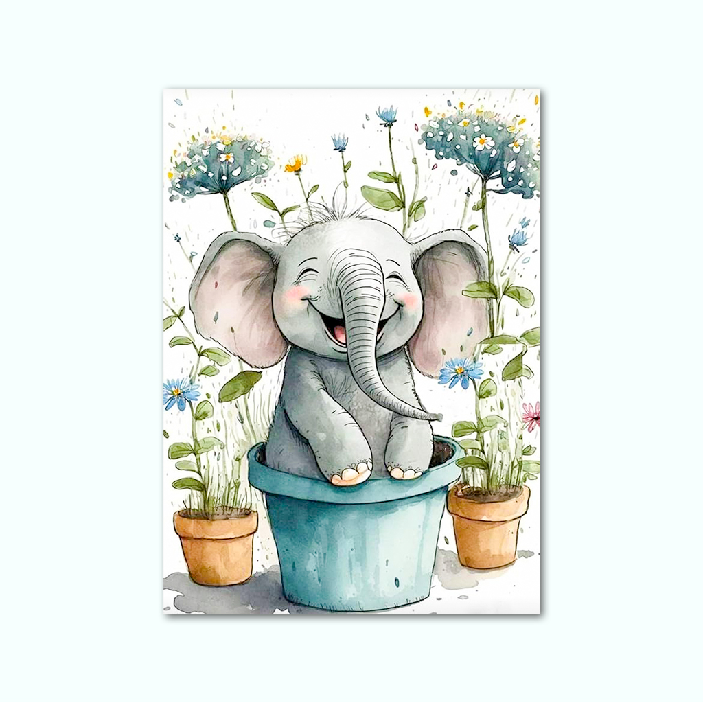 [P250001145201] Printed Canvas Artwork ( Elephant For Kids ) (20 x 30 cm)