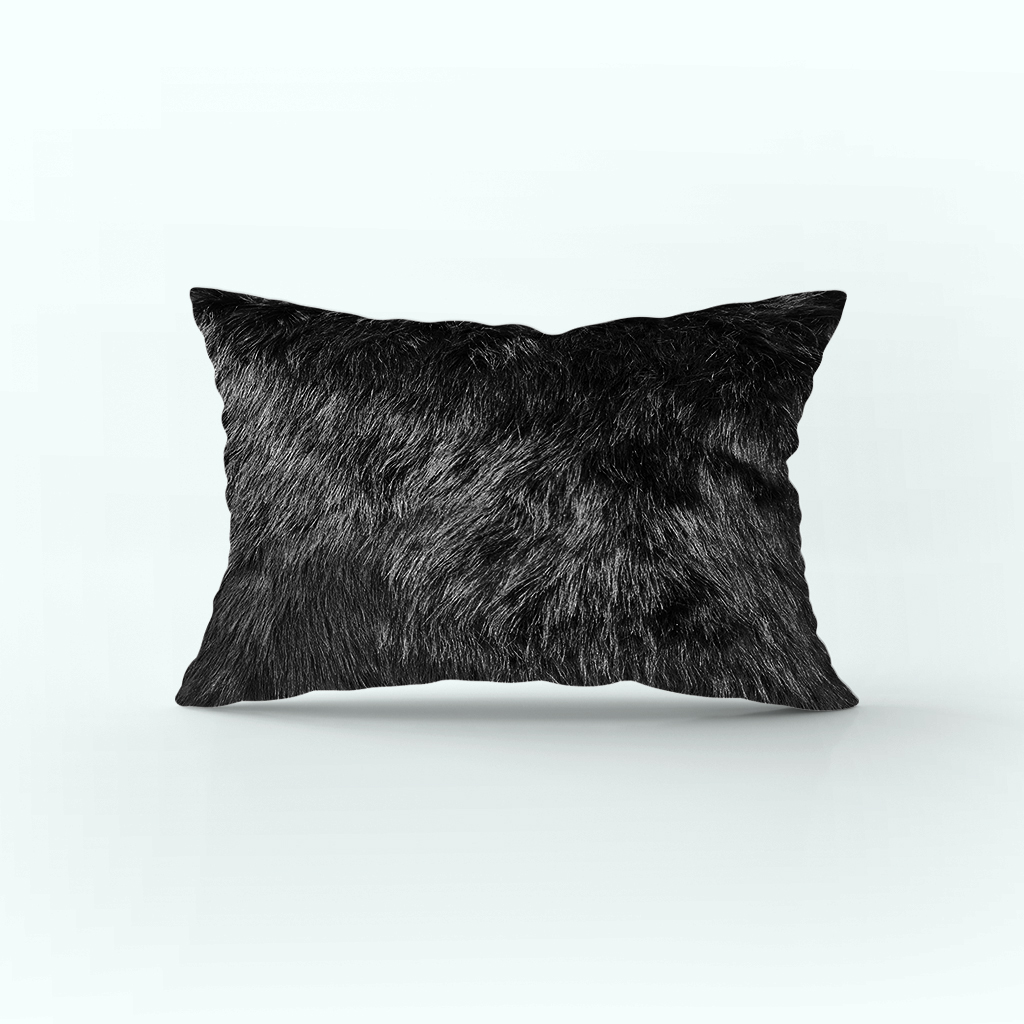 [P230000241906] Rectangular Cushion - Furs - Black