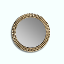 Circled Golden Mirror - Wooden Frame